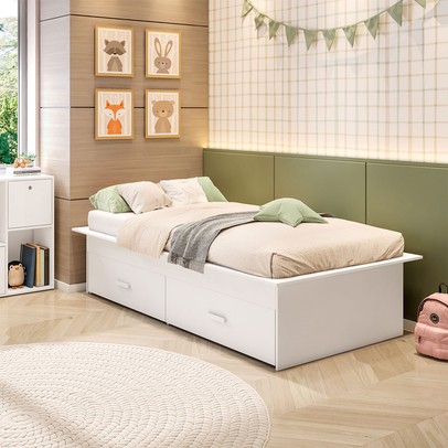 Cama Infantil May 2 Gavetas Confort Branco - Pnr Móveis