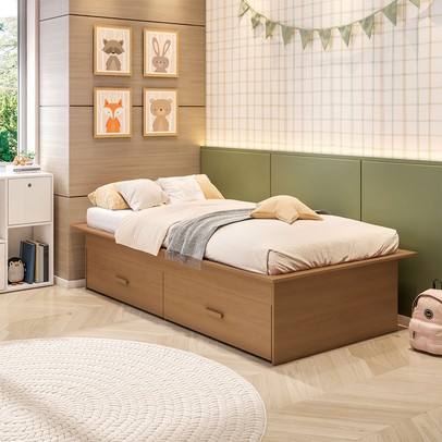Cama Infantil May 2 Gavetas Confort Freijó - Pnr Móveis