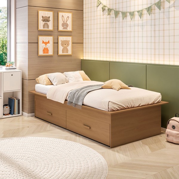Cama Infantil May 2 Gavetas Confort Freijó - Pnr Móveis