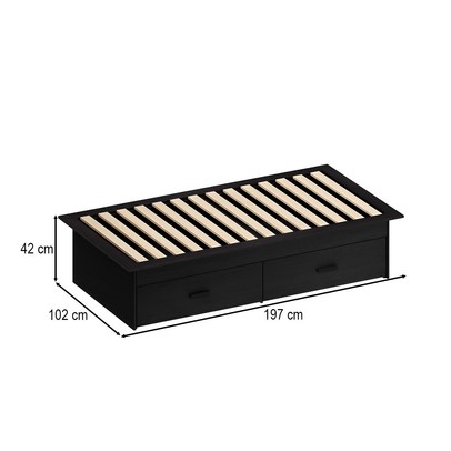 Cama Infantil May 2 Gavetas Confort Preto - Pnr Móveis