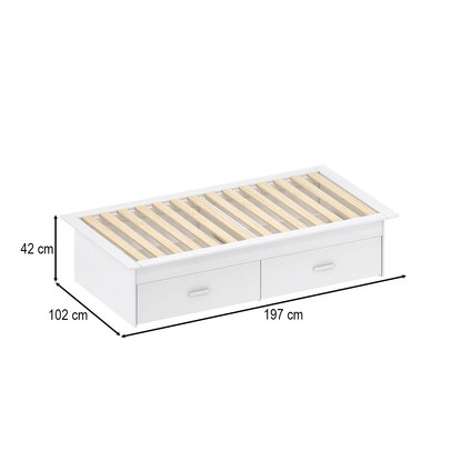 Cama Solteiro May 2 Gavetas Branco - Pnr Móveis