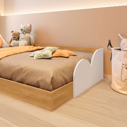 Cama Infantil Montessoriana Nube Branco/Freijó - Pnr Móveis