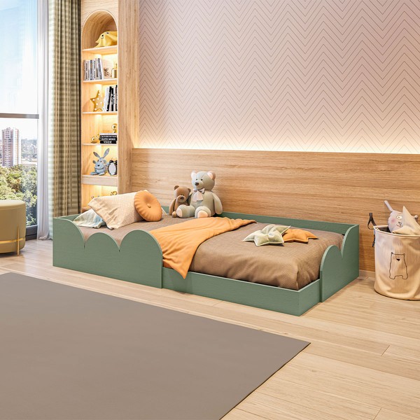 Cama Infantil Montessoriana Nube Verde - Pnr Móveis