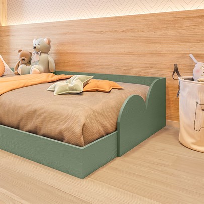 Cama Infantil Montessoriana Nube Verde - Pnr Móveis