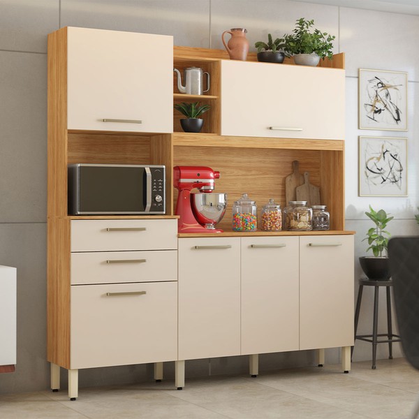 Cozinha Compacta Select 6 Portas 2 Gavetas Cinamon/Off White - Demóbile