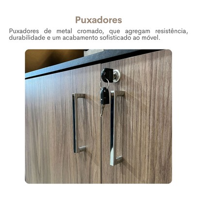 Armário para Escritório Tamburato com Led Nogal/Preto - Artany Movéis