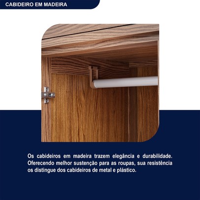 Guarda-Roupa Solteiro Acre 6 Portas 2 Gavetas com Espelho Ypê - Rodmoveis