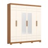 Guarda-Roupa Casal Flora 6 Portas 3 Gavetas com Espelho Cinamomo/Off White - Henn