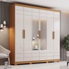 Guarda-Roupa Casal Flora 6 Portas 3 Gavetas com Espelho Cinamomo/Off White - Henn