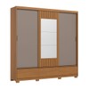 Guarda-Roupa Casal Delvin 3 Portas 3 Gavetas com Espelho Ripado Flex Cinamomo/Off White/Avelã - Henn