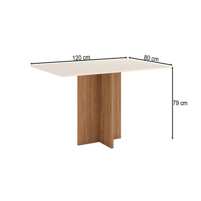 Mesa de Madeira Kira 120 Cm Nature/Off White  - Henn