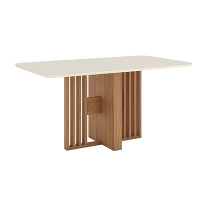 Mesa de Madeira Dinah 160 Cm com Vidro Nature/Off White - Henn