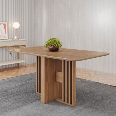 Mesa de Madeira Dinah 160 Cm com Vidro Nature - Henn