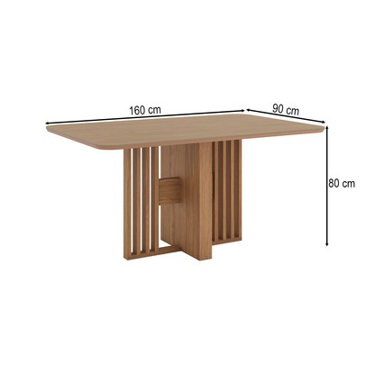 Mesa de Madeira Dinah 160 Cm com Vidro Nature - Henn