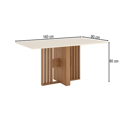 Mesa de Madeira Dinah 160 Cm Nature/Off White - Henn