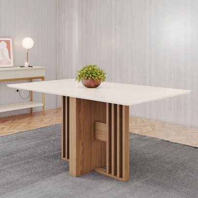 Mesa de Madeira Dinah 160 Cm Nature/Off White - Henn