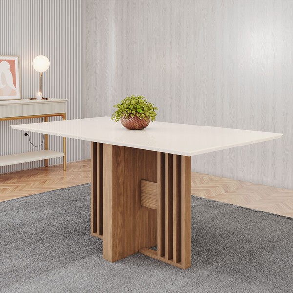 Mesa de Madeira Dinah 160 Cm Nature/Off White - Henn