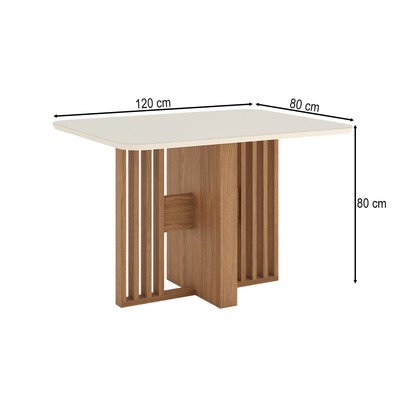Mesa de Madeira Dinah 120 Cm com Vidro Nature/Off White - Henn