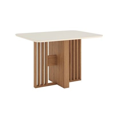 Mesa de Madeira Dinah 120 Cm com Vidro Nature/Off White - Henn