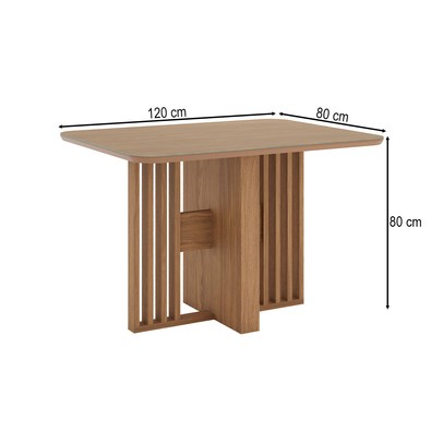 Mesa de Madeira Dinah 120 Cm com Vidro Nature - Henn