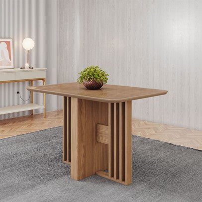 Mesa de Madeira Dinah 120 Cm com Vidro Nature - Henn