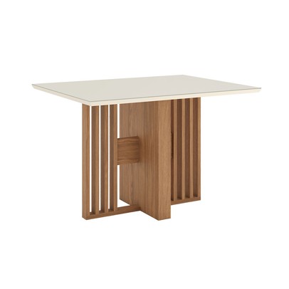 Mesa de Madeira Dinah 120 Cm com Vidro Ripado Sc153 Nature/Off White - Henn