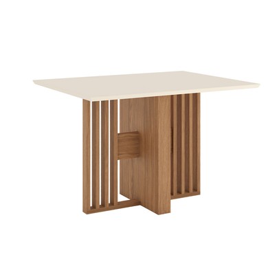Mesa de Madeira Dinah 120 Cm Ripado Nature/Off White - Henn