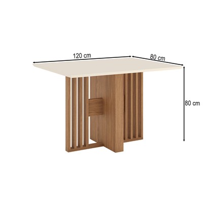 Mesa de Madeira Dinah 120 Cm Ripado Nature/Off White - Henn