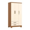 Guarda-Roupa Solteiro Açaí 3 Portas 2 Gavetas Cinamomo/Off White - Henn