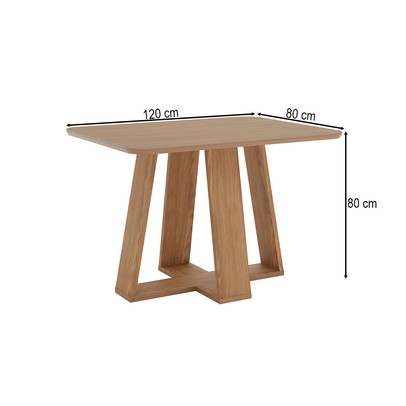 Mesa de Madeira Lins 120 Cm com Vidro Nature - Henn