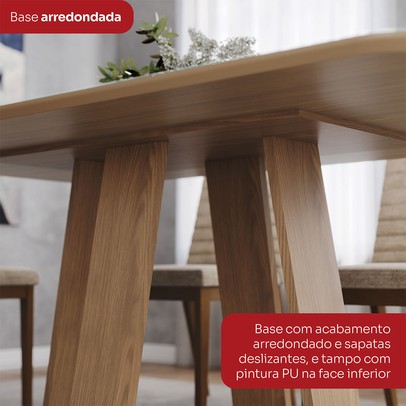 Mesa de Madeira Lins 120 Cm com Vidro Nature - Henn