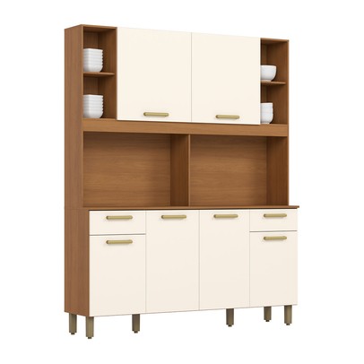 Cozinha Compacta Melinda 6 Portas 2 Gavetas Cinamomo/Off White - Henn