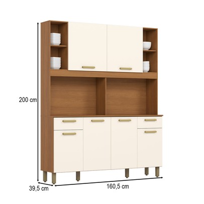 Cozinha Compacta Melinda 6 Portas 2 Gavetas Cinamomo/Off White - Henn