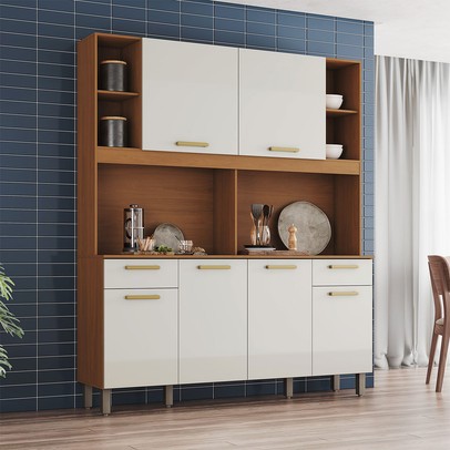 Cozinha Compacta Melinda 6 Portas 2 Gavetas Cinamomo/Off White - Henn