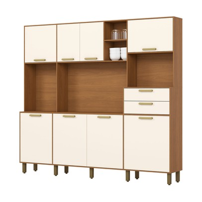 Cozinha Compacta Melinda 8 Portas 2 Gavetas Cinamomo/Off White - Henn