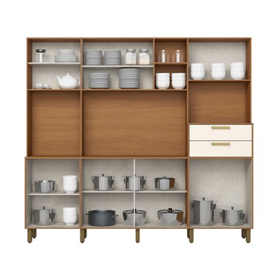 Cozinha Compacta Melinda 8 Portas 2 Gavetas Cinamomo/Off White - Henn