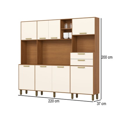Cozinha Compacta Melinda 8 Portas 2 Gavetas Cinamomo/Off White - Henn