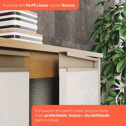 Balcão de Cozinha para Pia 120 Cm Venaly 3 Portas 2 Gavetas Cinamomo/Off White - Henn