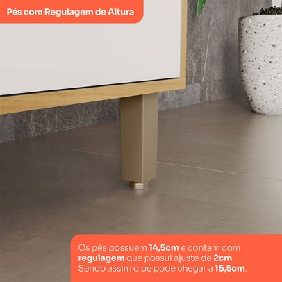 Balcão de Cozinha para Pia 120 Cm Venaly 3 Portas 2 Gavetas Cinamomo/Off White - Henn