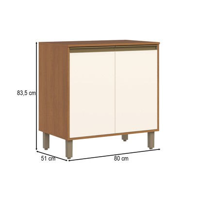 Balcão de Cozinha 80 Cm Venaly 2 Portas com Tampo Cinamomo/Off White - Henn
