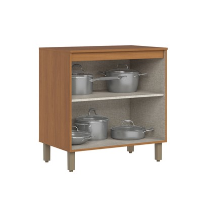 Balcão de Cozinha 80 Cm Venaly 2 Portas com Tampo Cinamomo/Off White - Henn