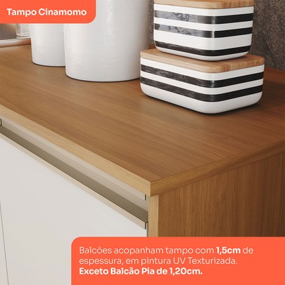 Balcão de Cozinha 80 Cm Venaly 2 Portas com Tampo Cinamomo/Off White - Henn