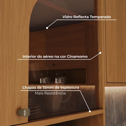 Torre Quente Venaly 4 Portas com Vidro C589 Cinamomo/Off White - Henn