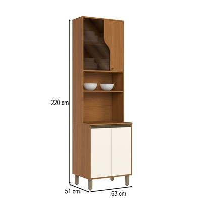 Torre Quente Venaly 4 Portas com Vidro C589 Cinamomo/Off White - Henn