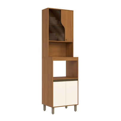 Torre Quente Venaly 4 Portas com Vidro Cinamomo/Off White - Henn