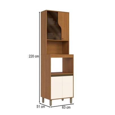 Torre Quente Venaly 4 Portas com Vidro Cinamomo/Off White - Henn