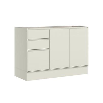 Balcão de Cozinha para Pia 120 Cm Fineze 3 Portas 2 Gavetas 100% Mdf Areia Hp - Henn