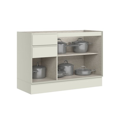 Balcão de Cozinha para Pia 120 Cm Fineze 3 Portas 2 Gavetas 100% Mdf Areia Hp - Henn