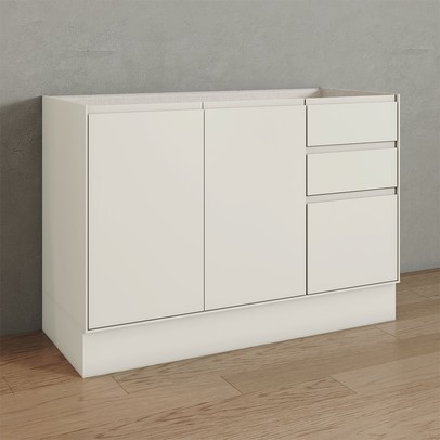 Balcão de Cozinha para Pia 120 Cm Fineze 3 Portas 2 Gavetas 100% Mdf Areia Hp - Henn