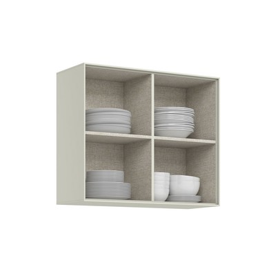 Armário Aéreo Cozinha 80 Cm Fineze 2 Portas com Vidro Reflecta 100% Mdf Areia Hp - Henn
